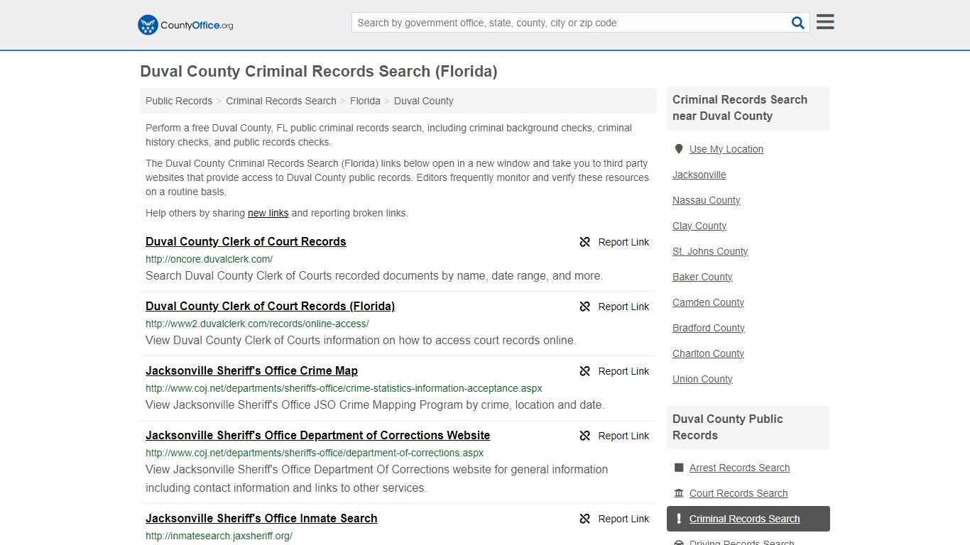 Duval County Criminal Records Search (Florida) - County Office